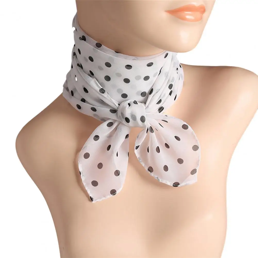 Elegant Summer Women Scarf Neck Dot Print Color Matching Thin Breathable Chiffon Head Neck Square Scarf Neckerchief 5