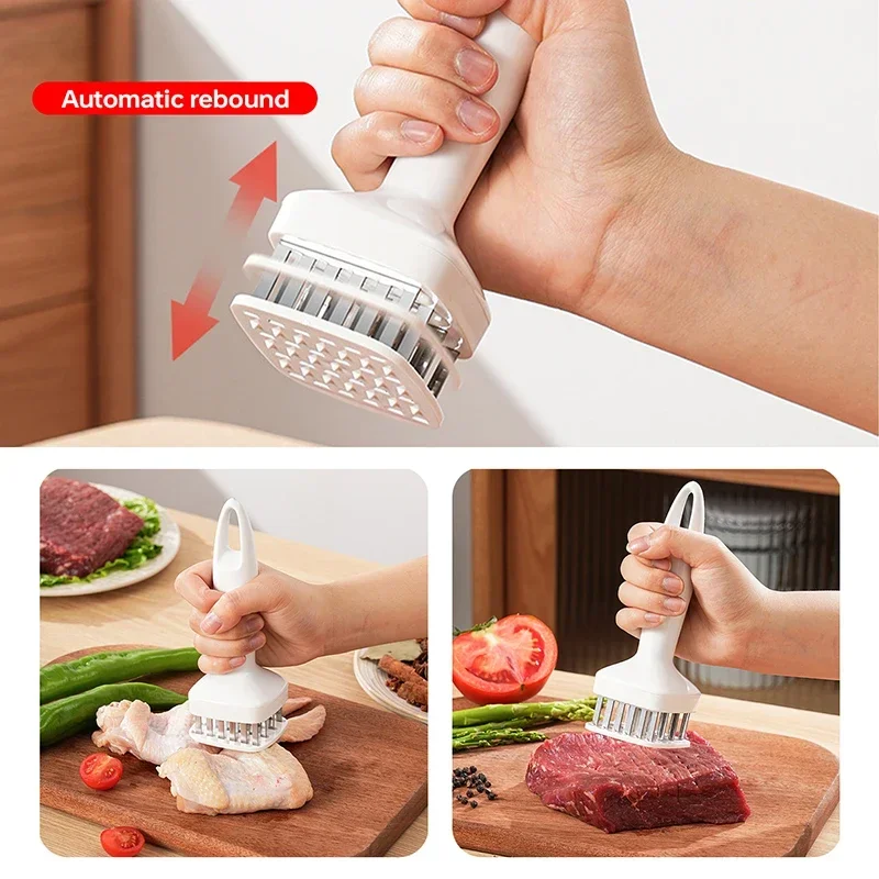 Zinc Alloy Meat Tenderizer Hammer Pork Chop Steak Loose Pounder Needle Dual-Sided Meat Mallet Rubber Grip Handle Kitchen Tool