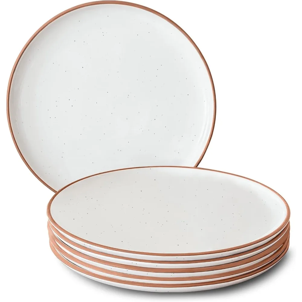

Dinner Plates Set of 6, 10 inch Dish Set - Microwave, Oven, and Dishwasher Safe, Scratch Resistant, Modern Rustic Dinnerware