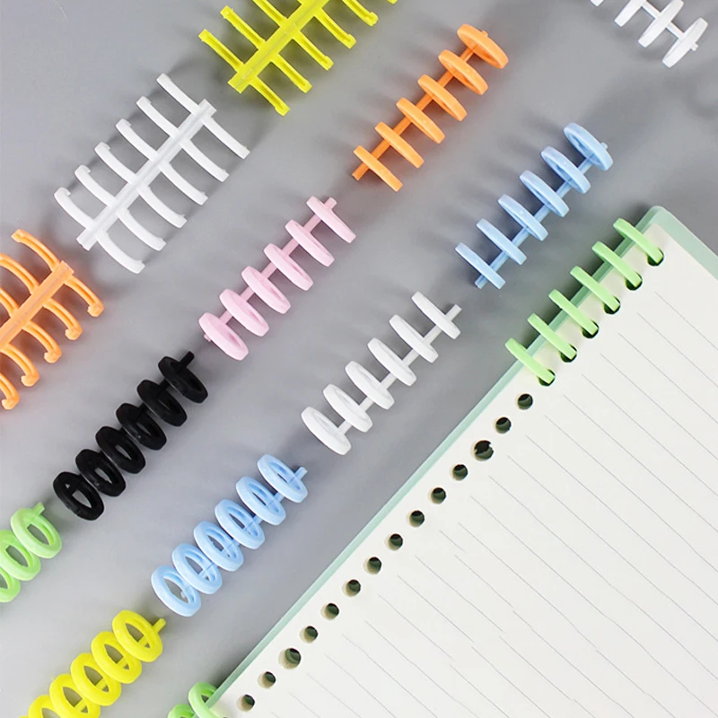 6 Holes Candy Color Loose-leaf Plastic Binding Ring Spring Spiral Rings A4 A5 Paper Notebook Stationery Binding Clip