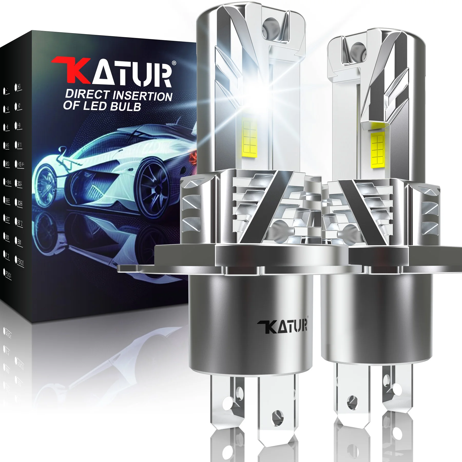 Katur 2x 20000LM Error Free H4 High Low Beam LED Canbus Headlight Bulb LED Car Head Fog Light Fanless Plug & Play New Upgrade
