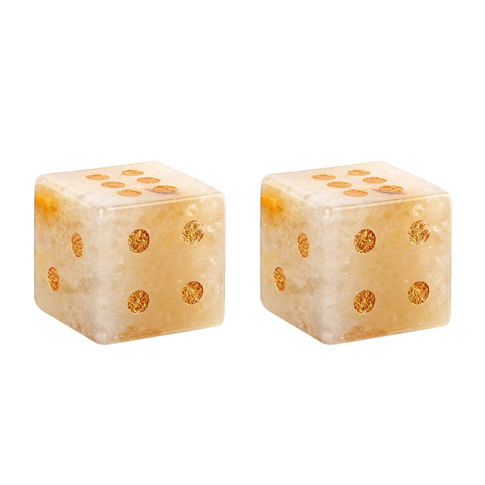 2PCS 6면 마작 주사위 광택 에너지 스톤 크리스탈 D6 마작 주사위 카지노 게임 크랩스 DIY 공예품 영적 장