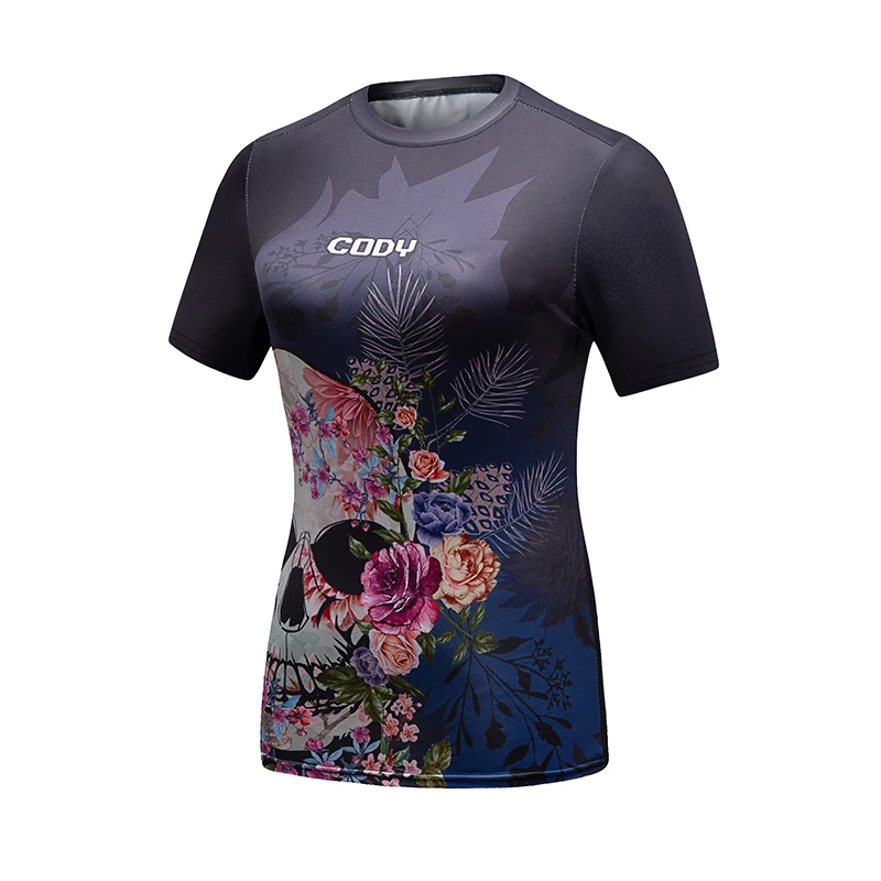 Sports Apparel Women MMA T-shirt Skull 3D Printed Bjj Boxing Sport Tops Rash Guard Jiu jitsu Shirts Kickboxing Fitness Jerseys