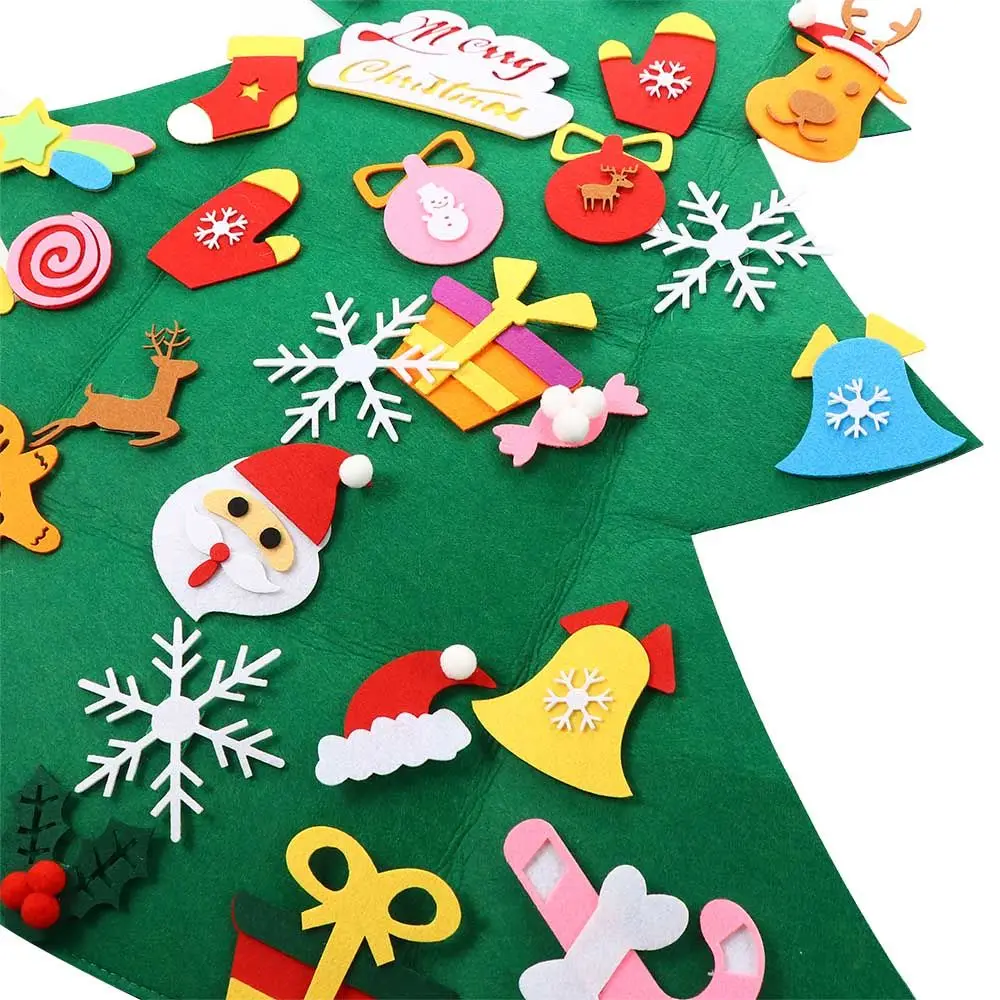 

Reuseable Creative For Kids Merry Xmas DIY Splicing Xmas Gifts Felt Christmas Tree Home Decorations Hanging Ornaments