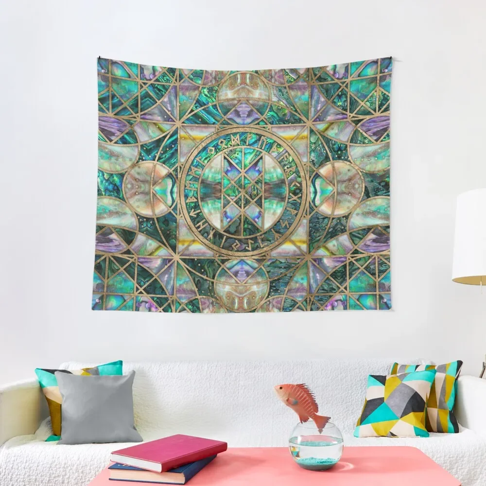 

Web of Wyrd The Matrix of Fate -Abalone Shell Tapestry Carpet On The Wall Wall Hangings Decoration Decor For Room Tapestry