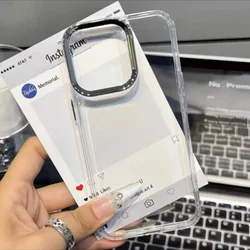 Transparent Electroplate Camera Frame Phone Case with Soft Protection - iPhone 12 Pro (TM - P0)