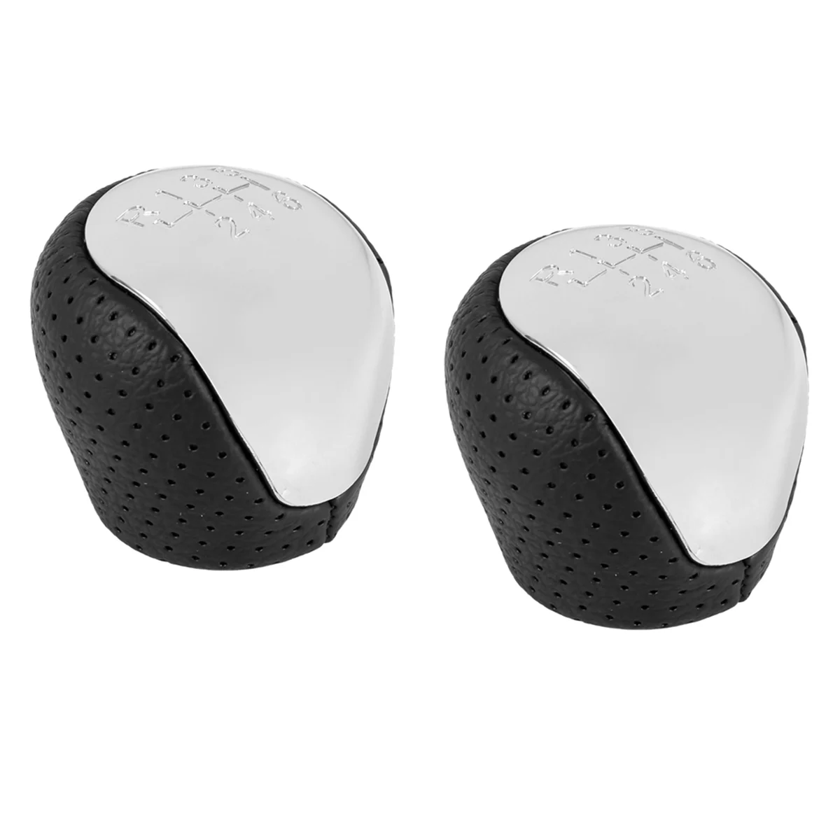 

2PCS SPORT Perforated Leather Gear Knob Chrome 6-Speed for Hyundai Elantra I30 IX35 Tucson