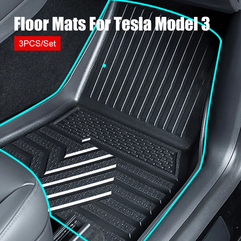 

Противоскользящие коврики из ТПЭ для левого вождения для Tesla Model 3 Y, полное покрытие, модифицированные 3 шт./комплект, автомобильные накладки на ножки, защитные накладки