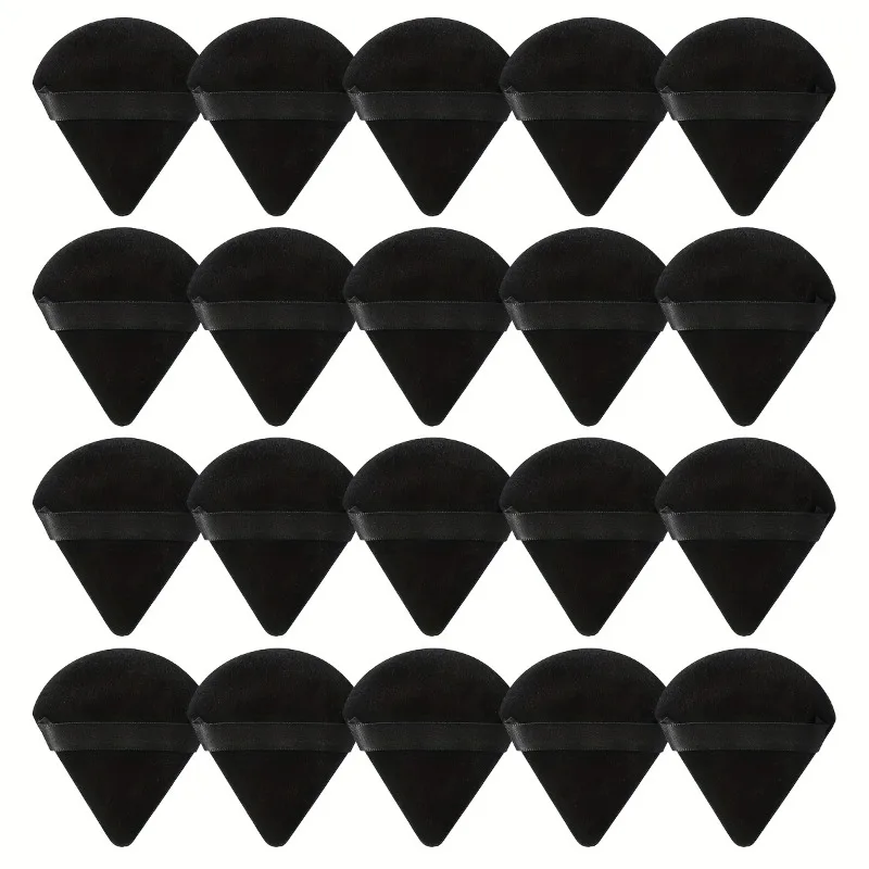 20 Pieces Black Triangle Powder Puff Makeup Puff Velour Face Cosmetic Foundation Sponge Wet Dry Makeup Tool For Makeup Starters 2