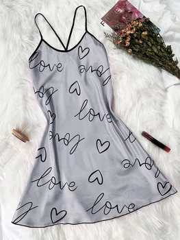 فستان نوم نسائي من الحرير الجليدي برقبة على شكل حرف U ، فساتين قصيرة مثيرة ، بيجامة عارية الظهر ، طبعة رقيقة جيدة التهوية ، صيف ، جديد 5