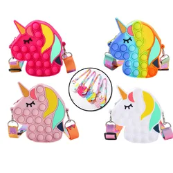 Porte monnaie en Silicone Uni corn, Mini sac messager pour enfants, jouet anti stress pour garçons et filles 