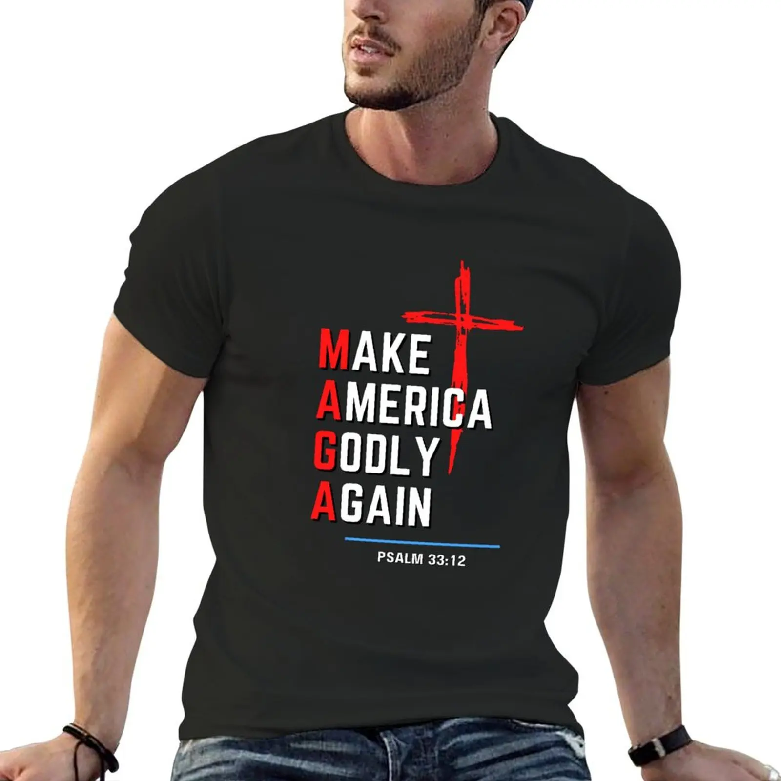 

Make America Godly Again (MAGA) w/Cross T-Shirt summer clothes man t shirt blanks men clothings