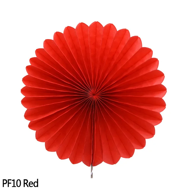 5pcs 10-30cm Color Tissue Paper Cut-Out Paper Fans Pinwheels Hanging Flower Paper Crafts for Wedding Party Birthday Decor Suppli PF10-Red