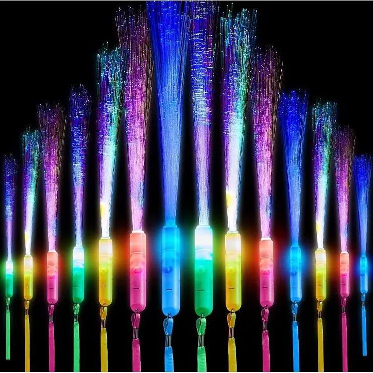 

LED Light Up Fiber Optic Wands Glow Sticks Flashing Concerts Rave Colorful Flashing Concert with Strap LED Light Up Shows Toys