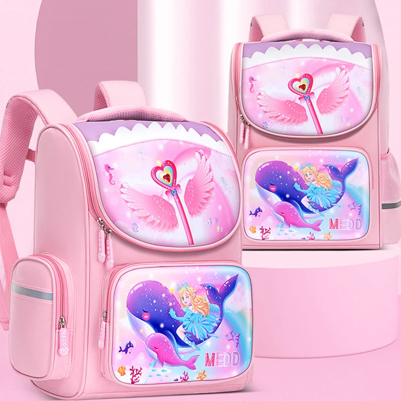 New 1-5 Grade School Bags Cartoon 3D Unicorn Girls Sweet Kids