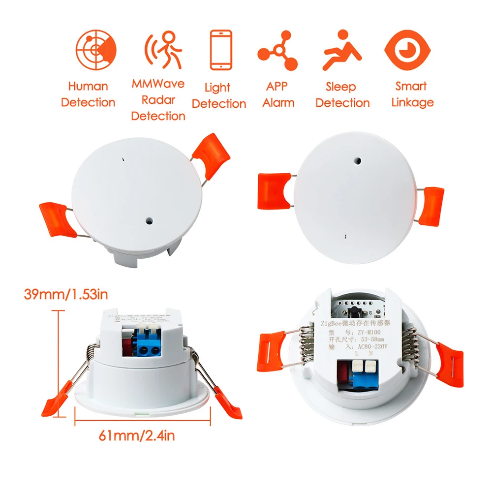 

ZigBee Wifi MmWave Human Presence Motion Sensor With Luminance/Distance Detection 110V 220V Tuya Smart Life Home Automation