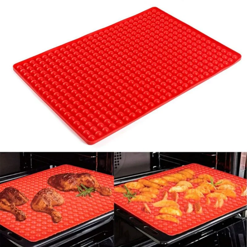 Non-Stick Baking Mat Oven Grill Tray Liner Reusable Heat-Resistant Pyramid Cooking Mat for Fat-Free Roasting and Grilling
