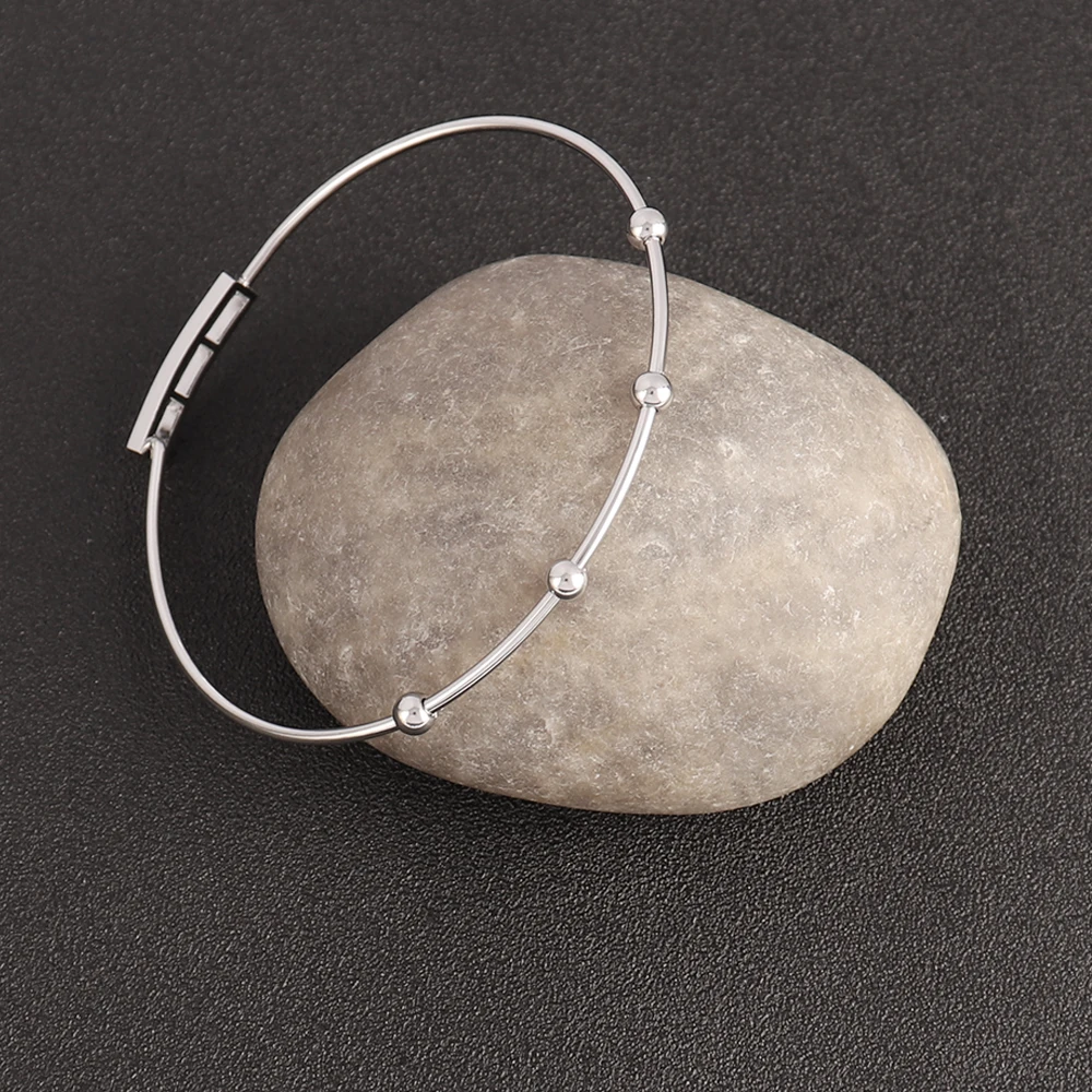 2pcs Stainless Steel Bracelet Open Bracelets DIY Expandable Bangle Bracelet Base Setting Jewelry Making Supplies Accessories 4
