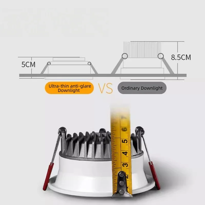 매립형 눈부심 방지 LED COB 다운라이트 24W 20W 디밍 가능 천장 조명 스포트라이트 가정용 거실 침실 조명 AC110V 220V