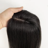 8x12cm Hand Tied Silk Base Human Hair Topper Hair Extension Wigs Virgin European Hair Silk Top Lace Toupee for Women with Clips in Hairpiece 4