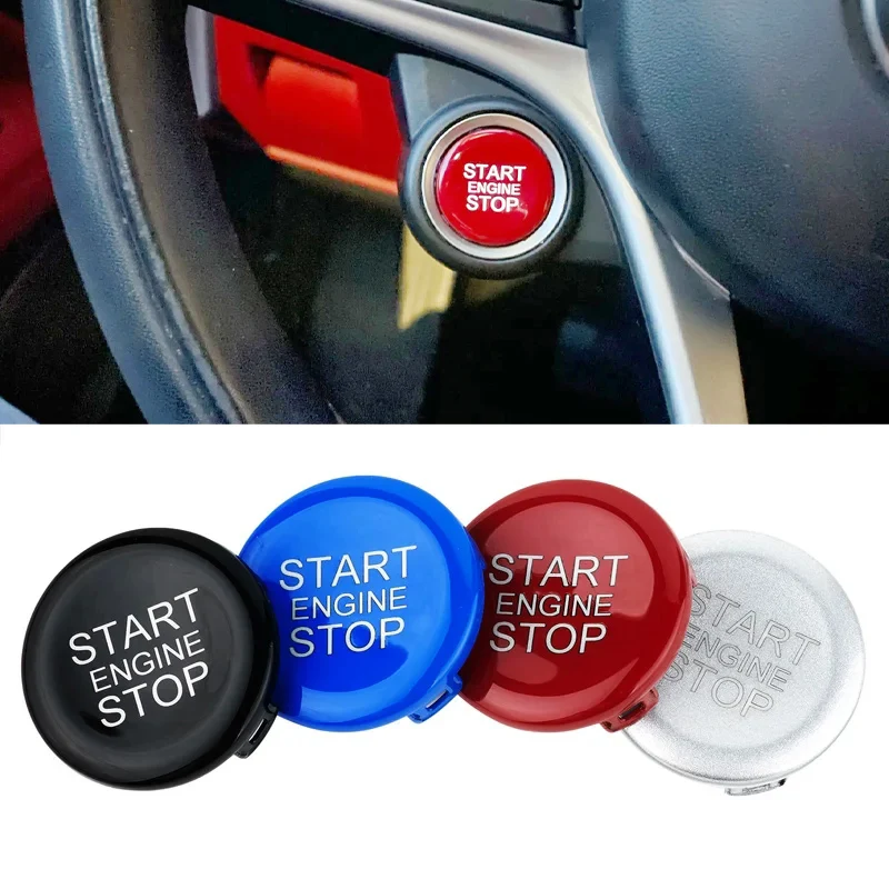 ABS Car Engine Start Stop Switch Button Cover Trim for Alfa Romeo Giulia Stelvio,car engine start button cover,car engine start button sticker,car engine start button