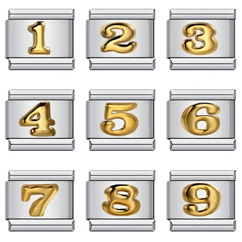 DIY 9mm Premium Stainless Steel Italian Bracelets Charm Links Connector Jewelry Making Accessories Findings Creation Number 1