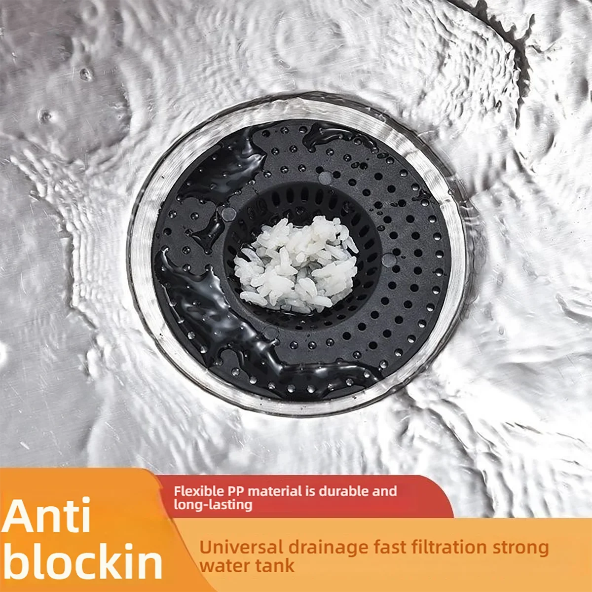 5PCS Kitchen Sink Strainer PP Anti Clogging Strainer Fast Drainage Skeleton Design Yellow/Green/Orange/Black 4 Colors Available