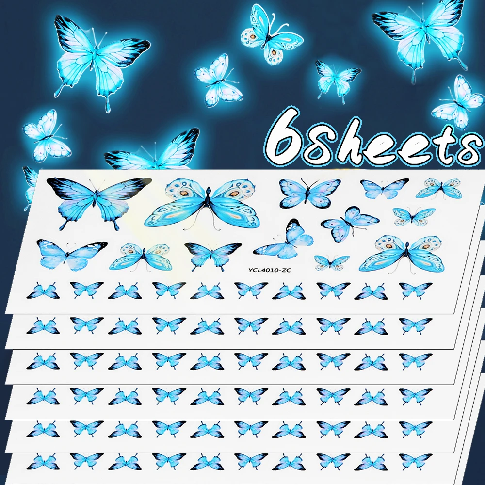 6/1 Sheets Luminous Butterfly Wall Stickers Glow in The Dark Wall Decals DIY Butterfly Wallpaper Kids Room Bedroom Decors