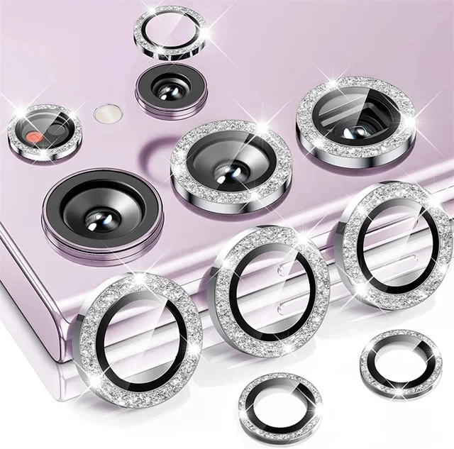 Glitter Camera Ring with Back Lens Screen Protector and Cap Case