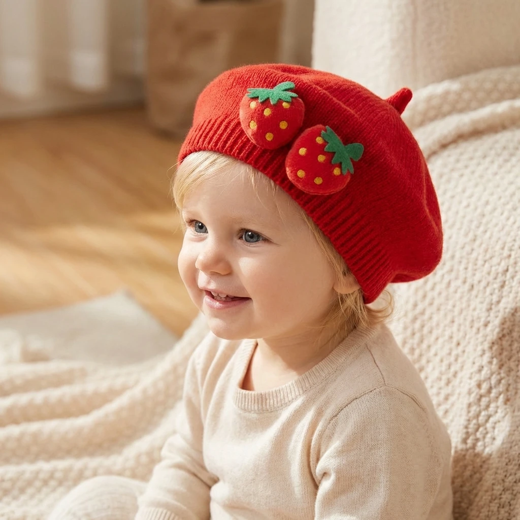 부드럽고 통기성 좋은  베레모 유럽 아메리칸 스타일 아동 화가 모자  두개골 보..