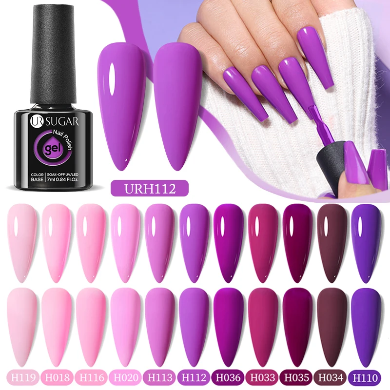 Ur Sugar Dark Purple Nail Gel Polish Paint Gel Nail Art Manicure Semipermanente Per Nail Art Soak Off Led Uv Nail Smalti