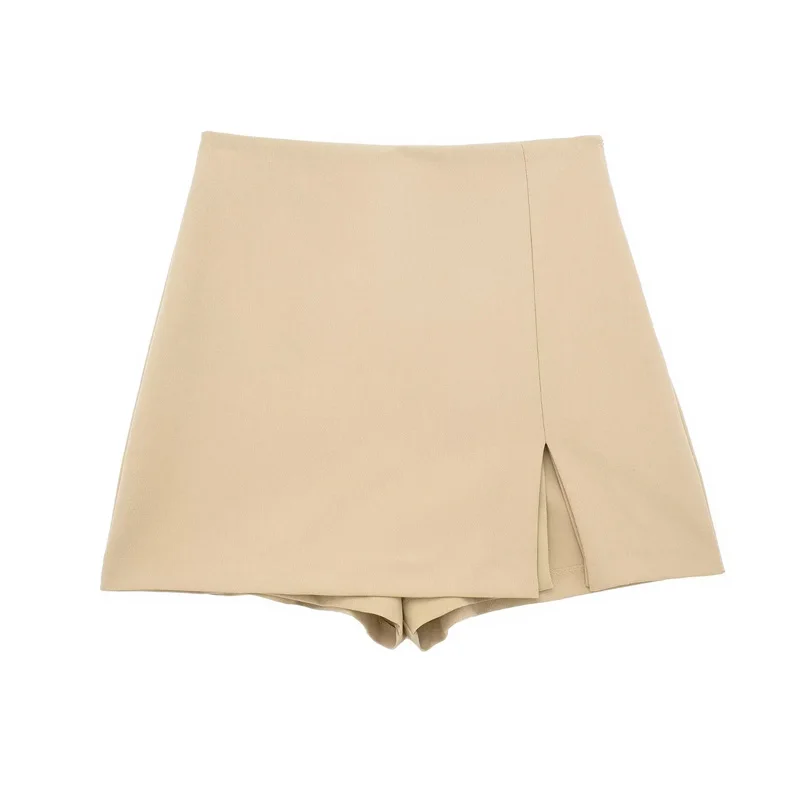 

TRAF Khaki Split Shorts Skirt Women 2023 Fashion High Waist Casual Black Mini Shorts Vintage StreetWear Female Shorts Summer