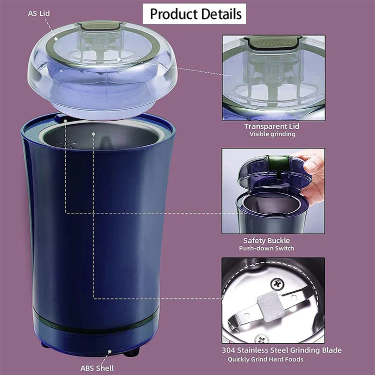Small Electric Grinding Machine Grain Grinder Coffee Grinder Stainless Steel Nuts Beans Grains Mill Herbs  for kitchen 5