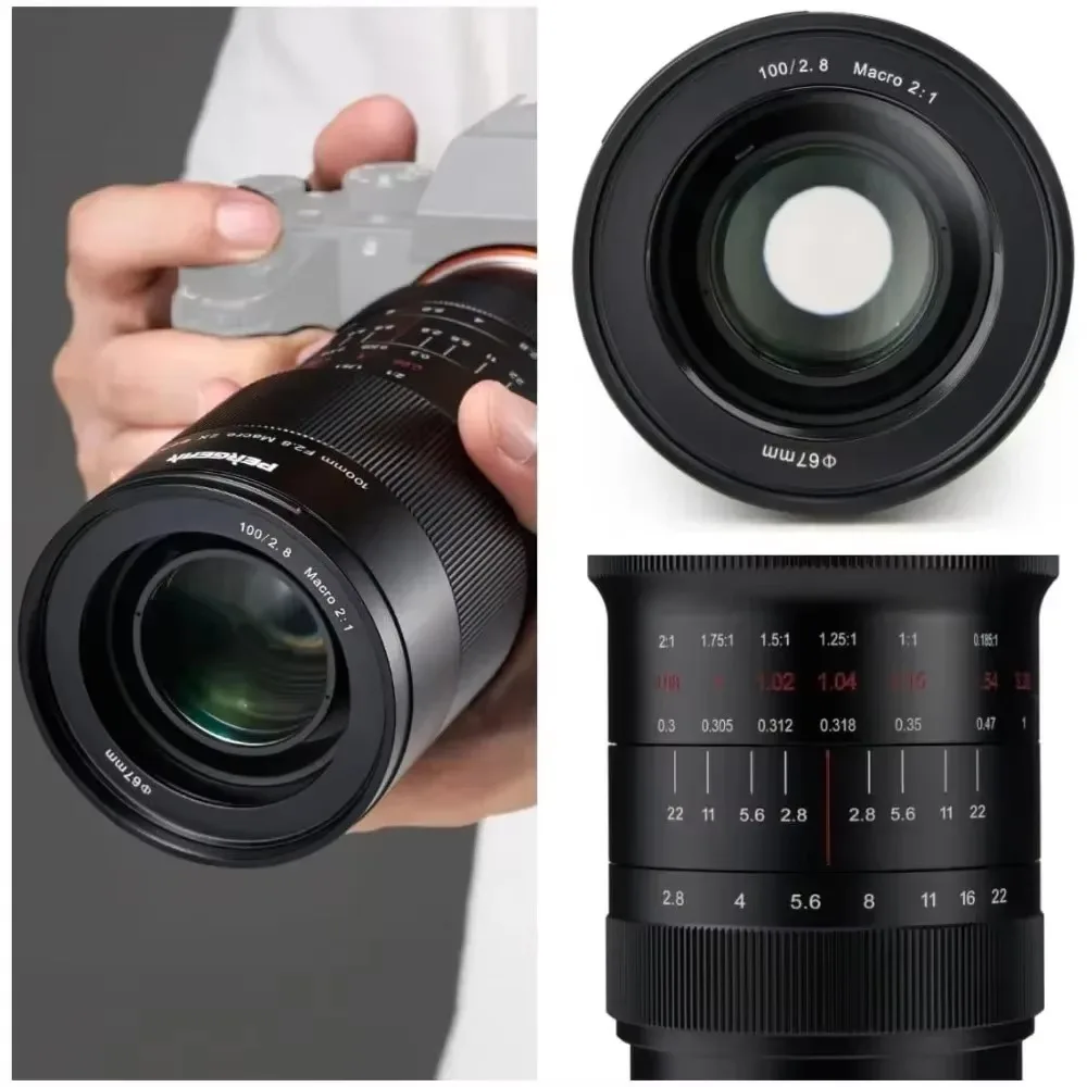 PERGEAR 100mm F2.8 Macro 2X Full-Frame Manual Focus Lens for