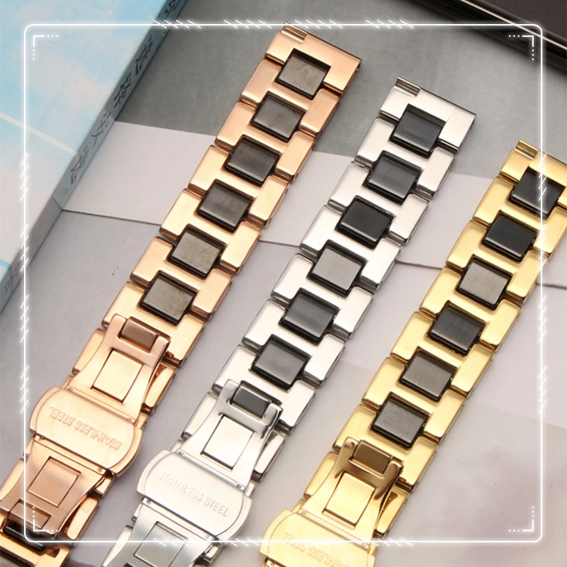 Ceramic and Stainless Steel Combination Fashion Watch Strap - Unisex Bracelet Style