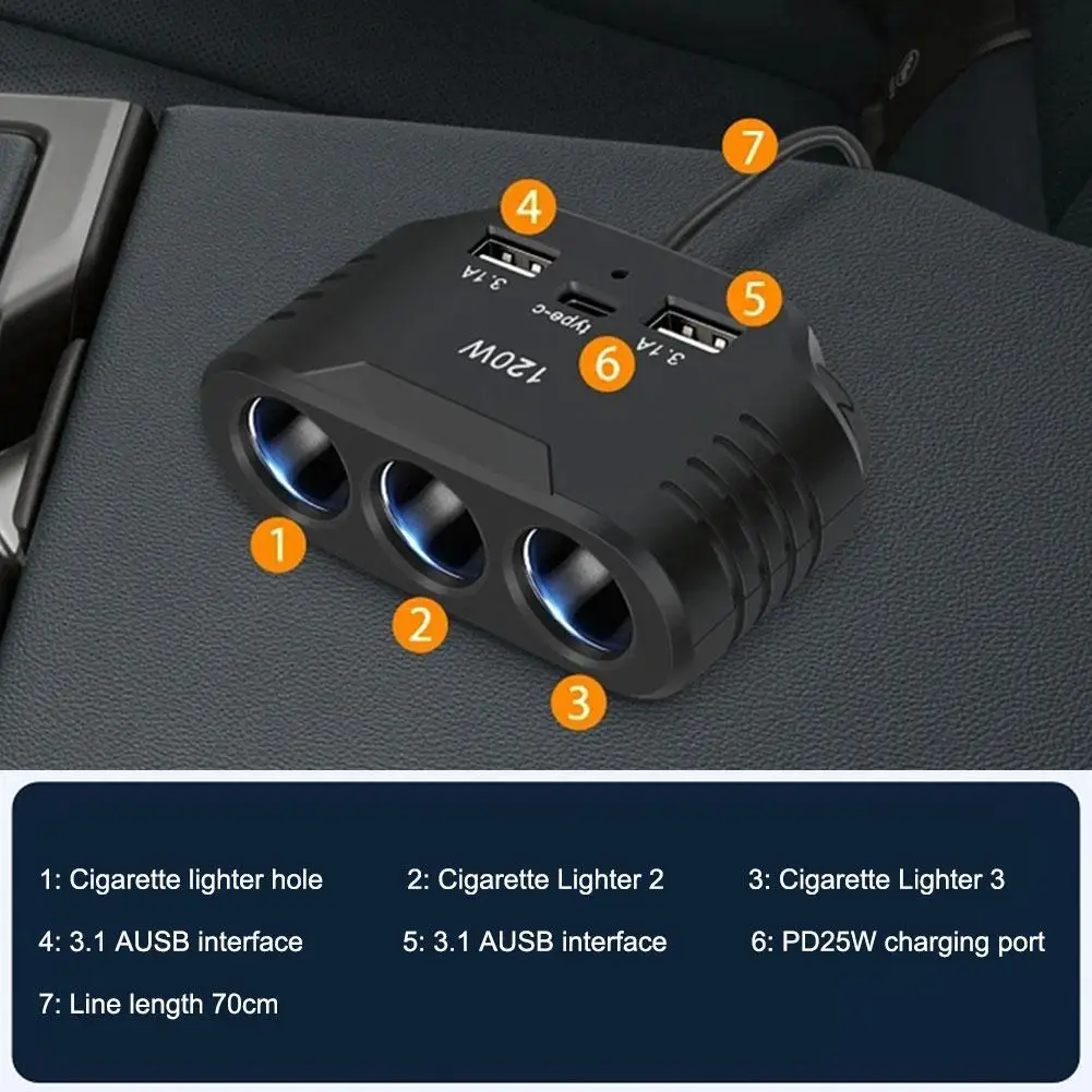 ABS 3 in 1 Dual USB Car Charger Splitter for GPS Dashcam