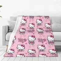 Fluffy Baby Blanket Hello Kitty Sofa Camp Nap Bedspread Cozy Flannel Blanket Bedroom Decor 1