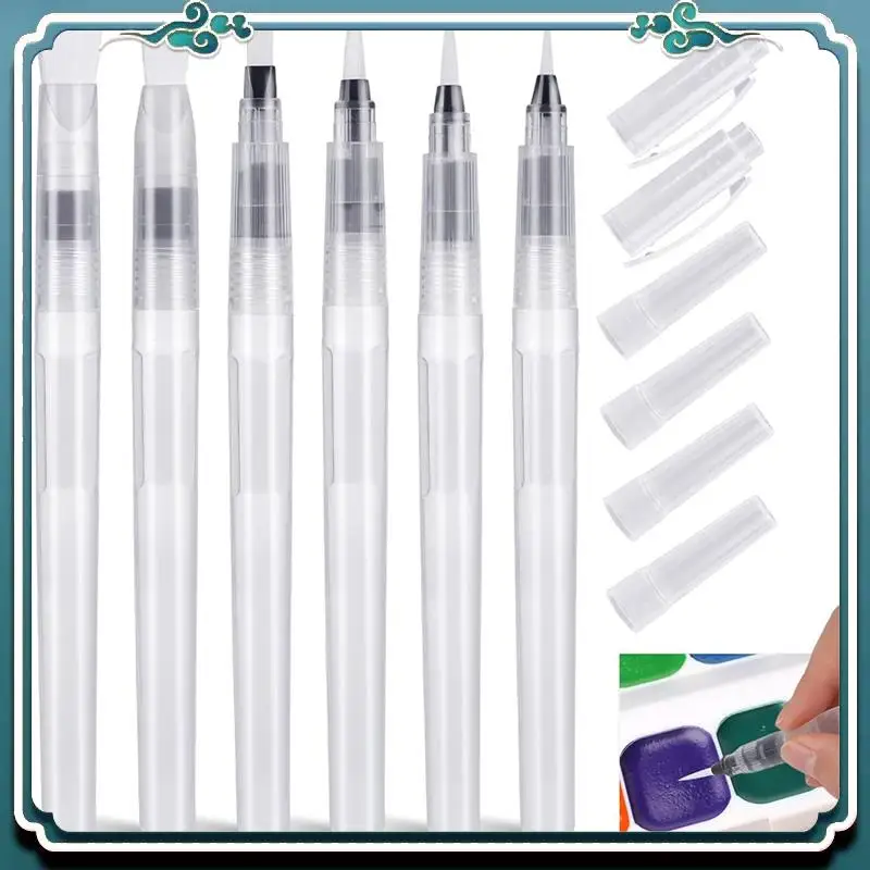 Premium 12Pcs Water Brush Pens For Watercolor With Caps, Leakproof Water Brush Pen With Assorted Tips