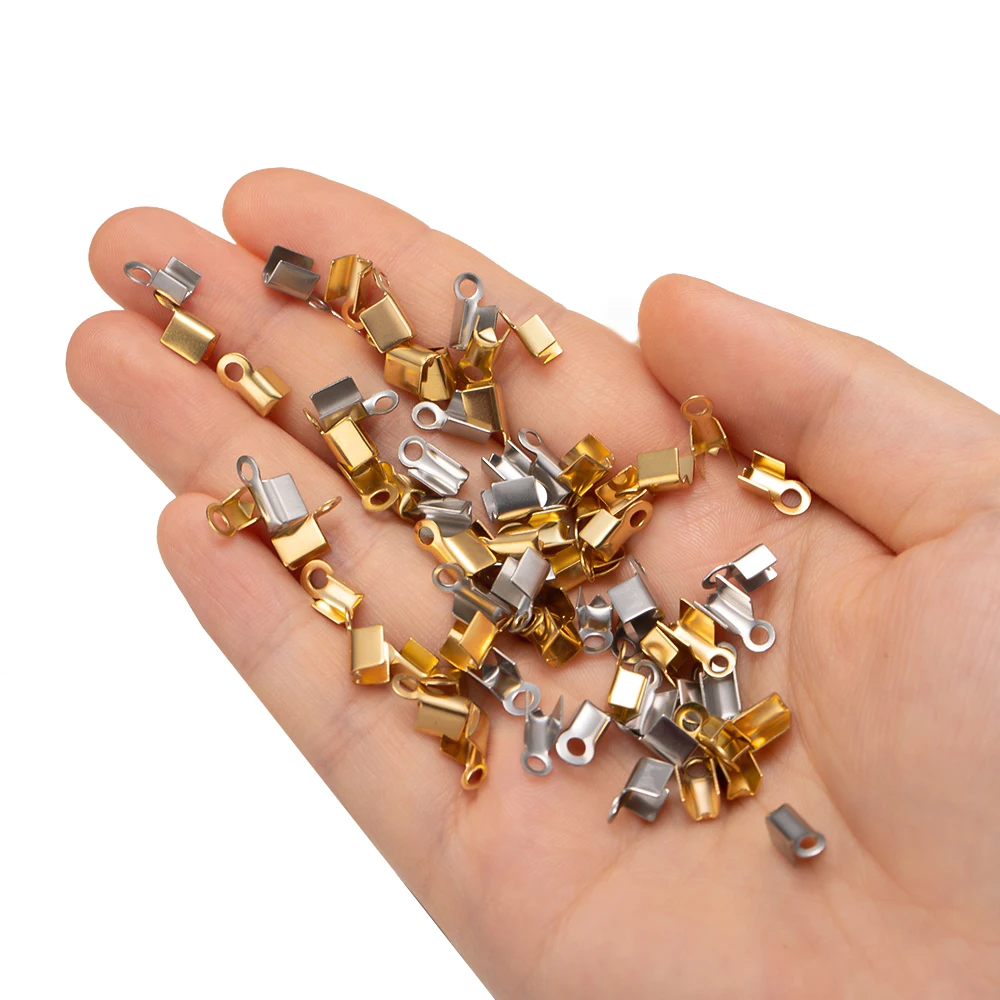 Leather Cord For Jewelry Making 200Pieces Fold Crimp Ends Caps