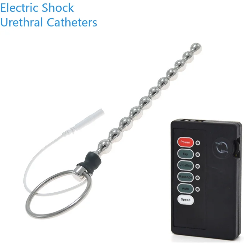 Electric Shock Masturbation Wand Pulse Massager Physical Therapy Urethral Catheter Sounds Dilator Delay Ejaculation Cock Ring