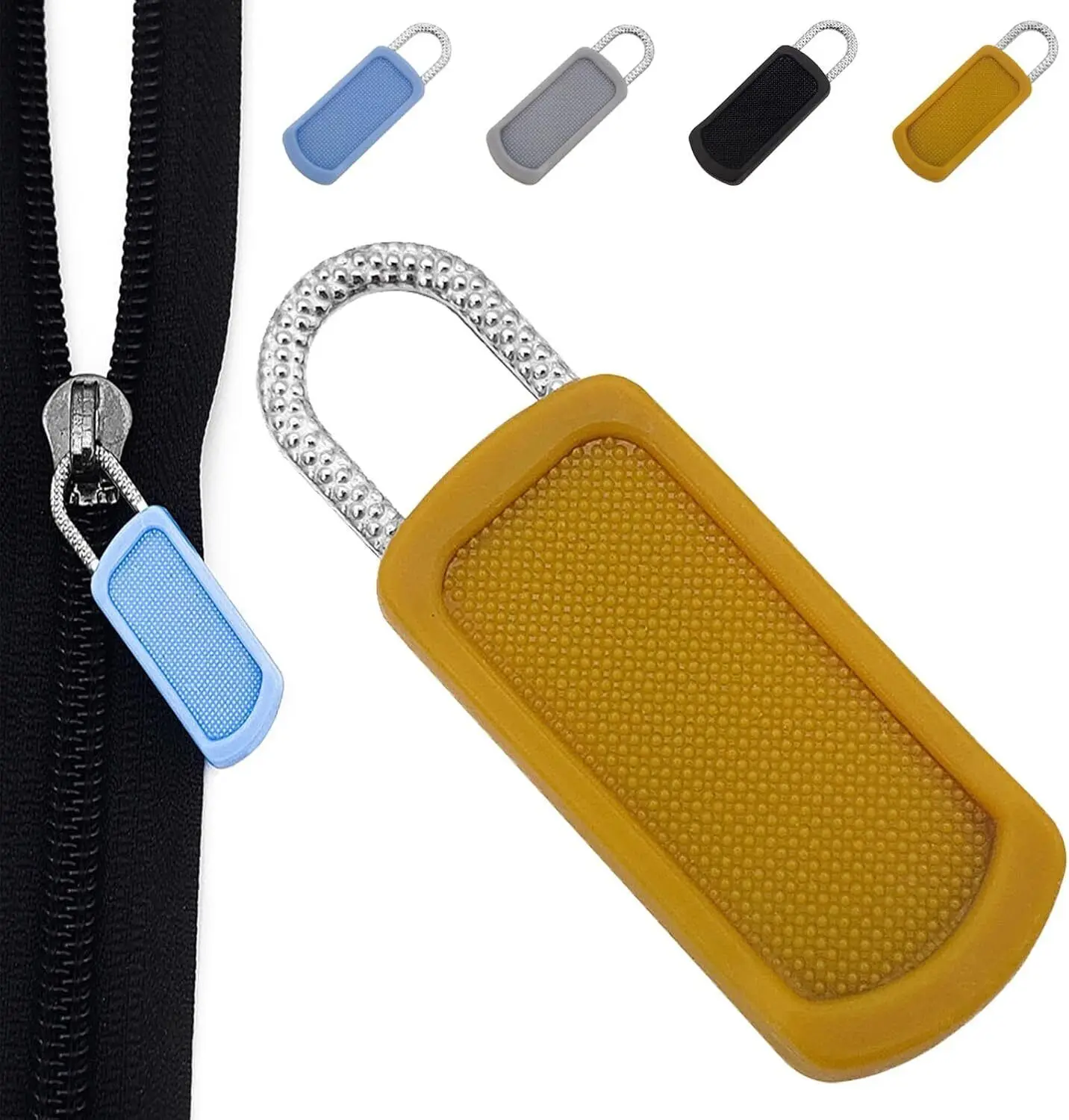 Detachable Zipper Puller Metal Zipper Head Repair Kits Universal Replacement for Luggage Purse Bag Clothes Slider 5Pcs