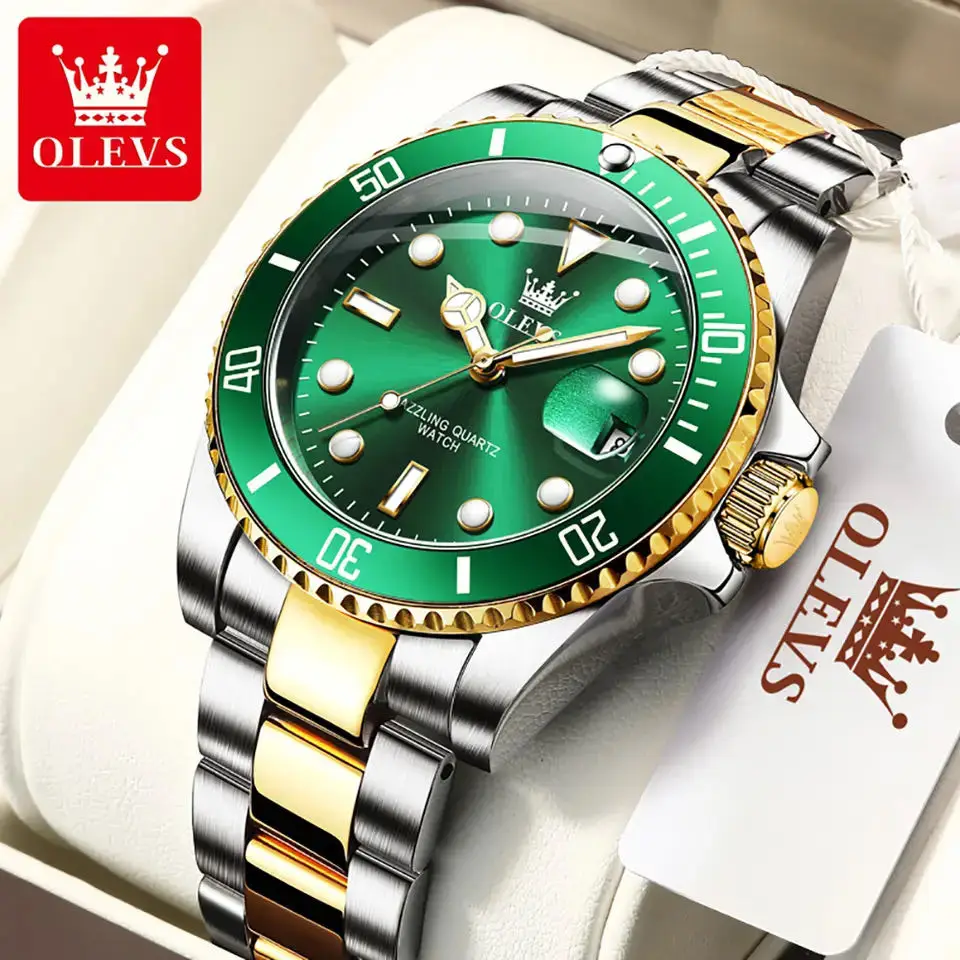 OLEVS Original Quartz Watch for Men Luxury Stainless Steel Waterproof Luminous Fashion Sport Men's Wristwatch Clock Reloj Hombre new original 511bba200m000bag 511bba200m000bagr standard clock oscillator ic