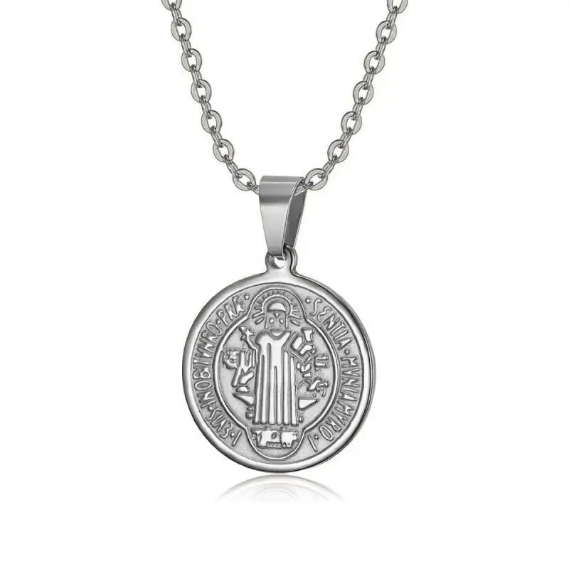 

Stainless Steel Father Saint Benedict Necklace Exorcist Pendant Men Women Necklace Classic Jewelry Wholesale