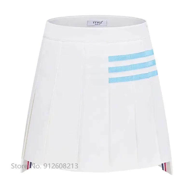 TTYGJ Ladies High Waist A-line Golf Skirt Women Irregular Pleated Sport Skorts Girls Slim Anti-exposure Pantskirts Golf Wear