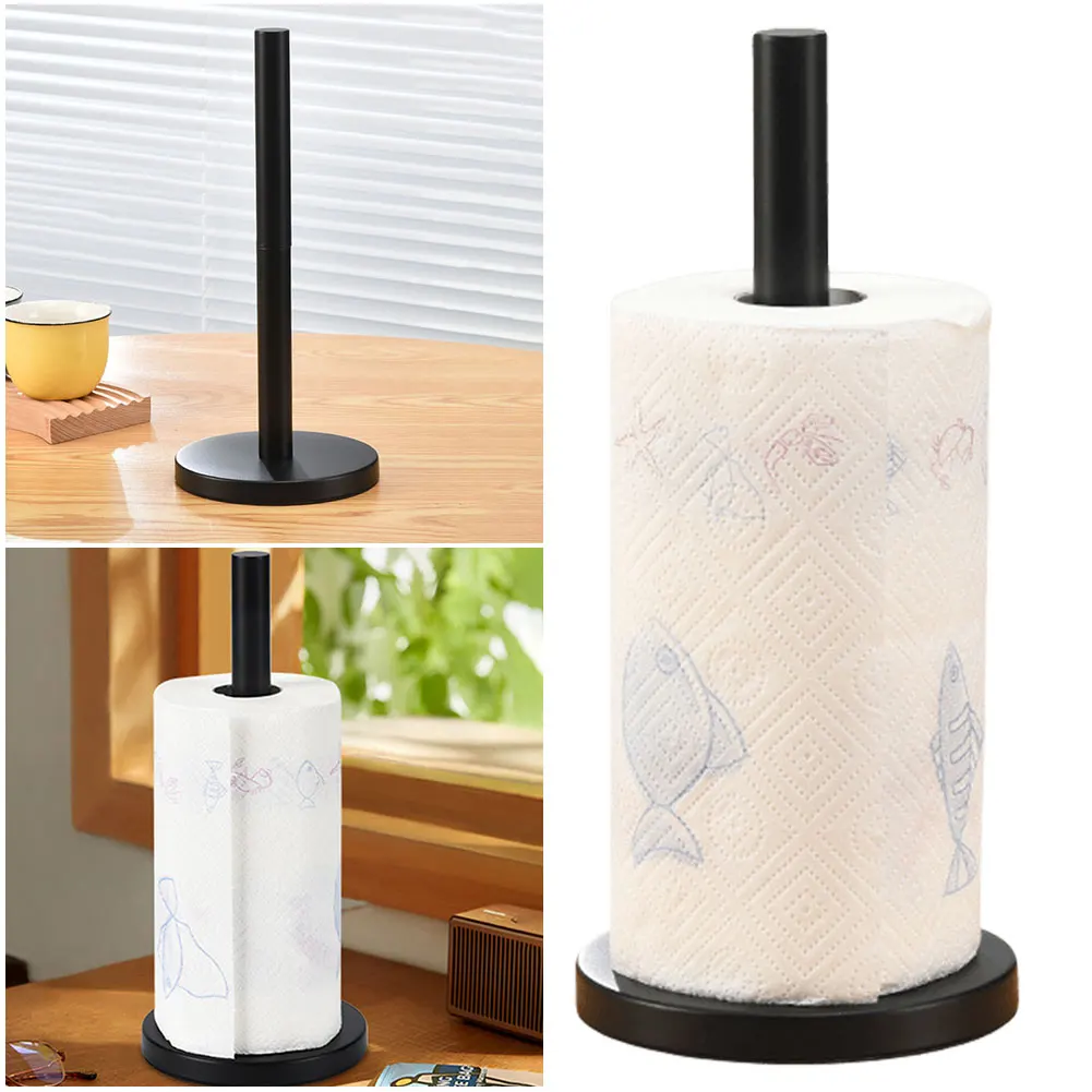 Stainless Steel Paper Towel Holder Free Standing Paper Roll Holder Stand Paper Towel Holder for Kitchen Bathroom Countertop