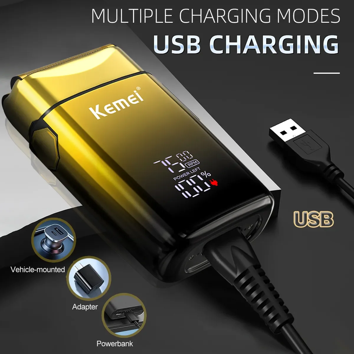 케메이 바버 포일 쉐이버 전기 면도기 LCD 디스플레이 무선 남성용 면도기 USB 충전식 수염 트리머