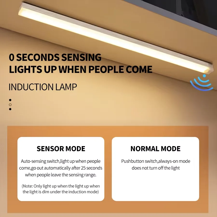 Motion Sensor Light Rechargeable LED Night Light For Wardrobe Kitchen Bedroom Closet Cabinet Staircase
