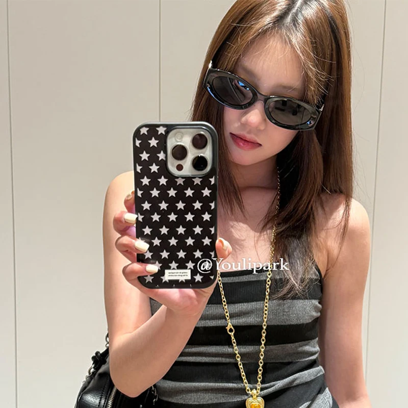 รูปสินค้า เคสโทรศัพท์ลายดาวเกาหลีแบบเต็มจอ สไตล์อินเทรนด์ สำหรับ iPhone 17 16 15 14 13 12 11 Pro Max รุ่น Y2K