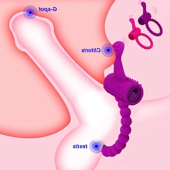 Sex Toys For Men Penis Ring Vibrating Clitoris Stimulator G Spot Vibator Delay Lick Vagina Orgasm Lock Sleeve Vibrator For Women 2