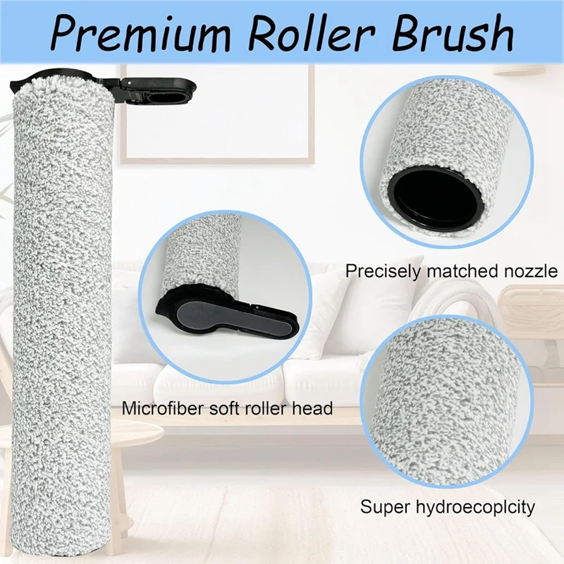 3 Pcs Roller Brush For Tineco Floor ONE S7 Steam Floor Scrubber Cleaner Roller Brush Spare Part Replacement Accessories 2
